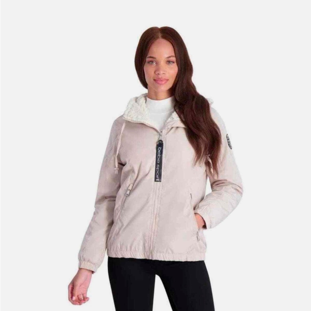 bebe Cream Ski & Snow Jacket High Collar Weather-Resistant